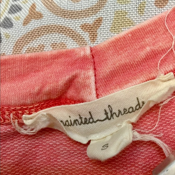 Painted Thread Cold Shoulder Peach Sweater Sz. S - Picture 6 of 7